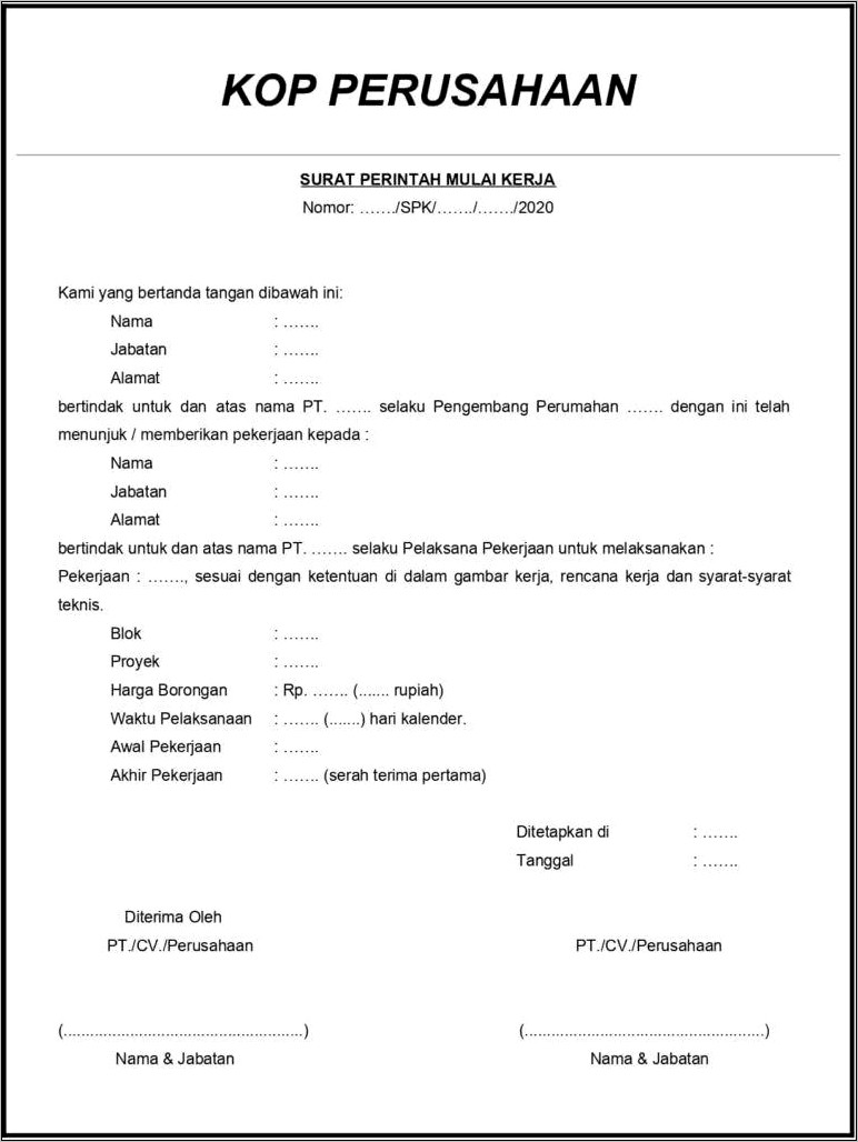 Contoh Surat Permohonan Penerbitan Surat Perintah Tugas