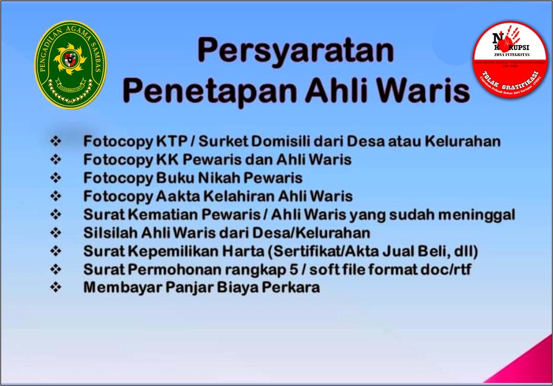 Contoh Surat Permohonan Penetapan Ahli Waris Pdf