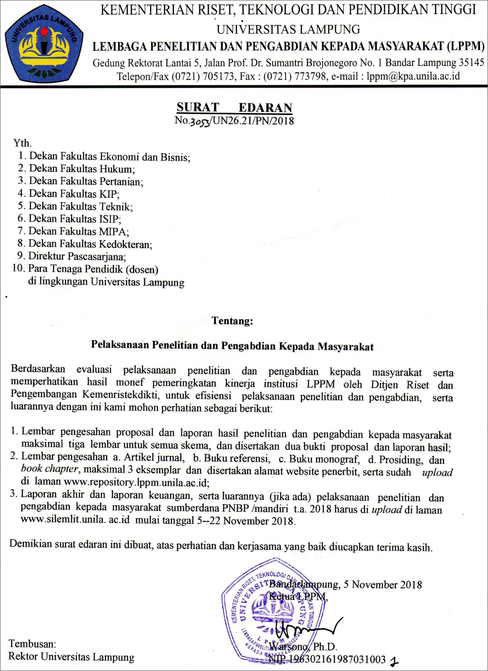 Contoh Surat Permohonan Pengabdian