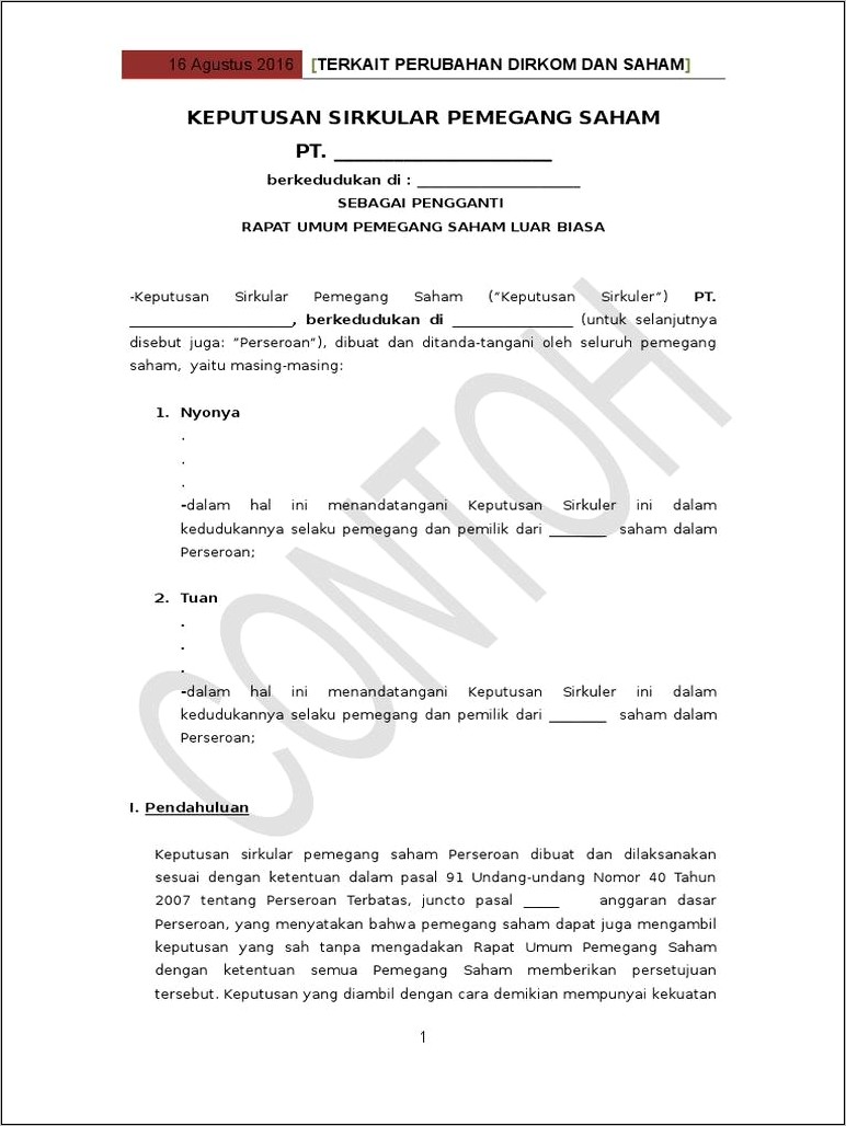 Contoh Surat Permohonan Pengadaan Rups
