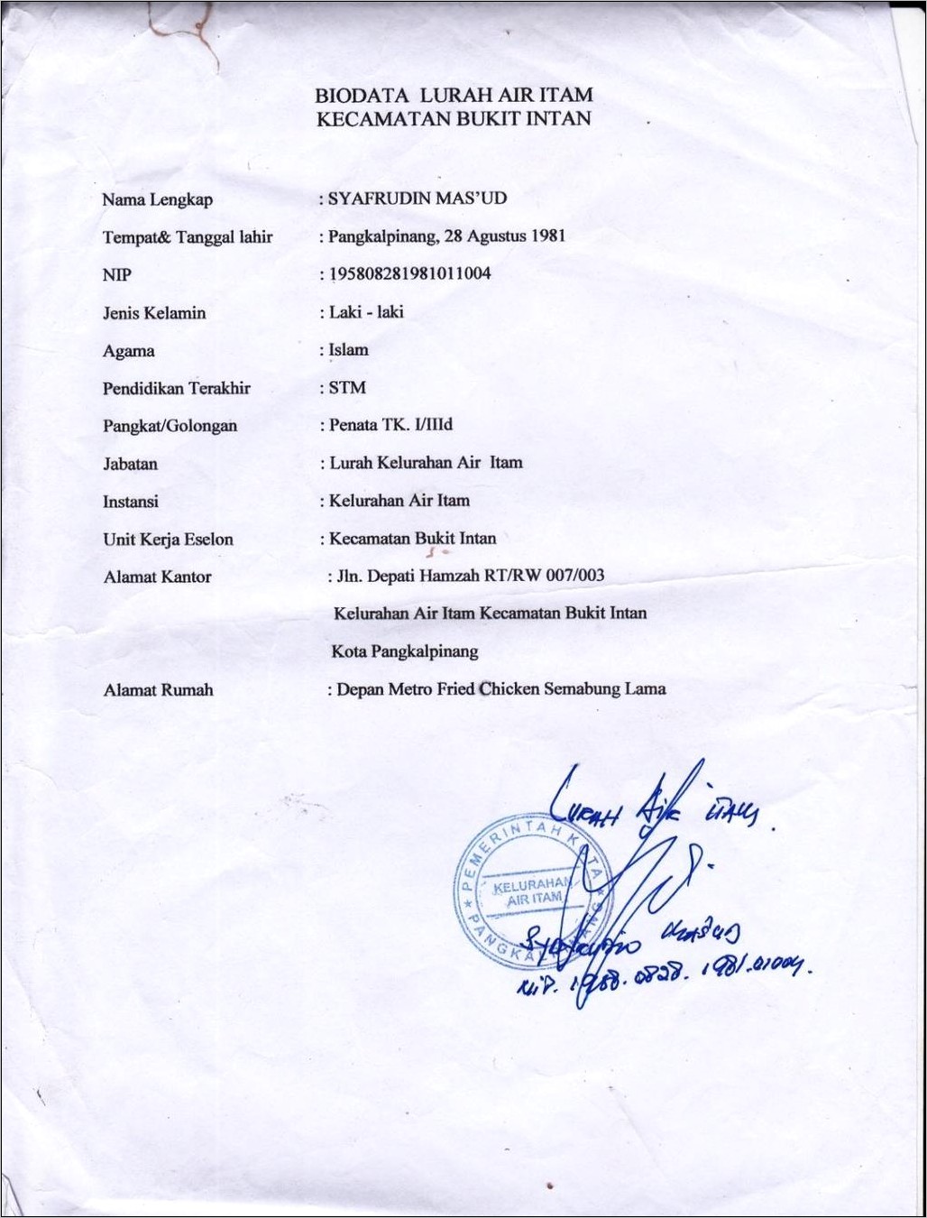 Contoh Surat Permohonan Pengajuan Karis