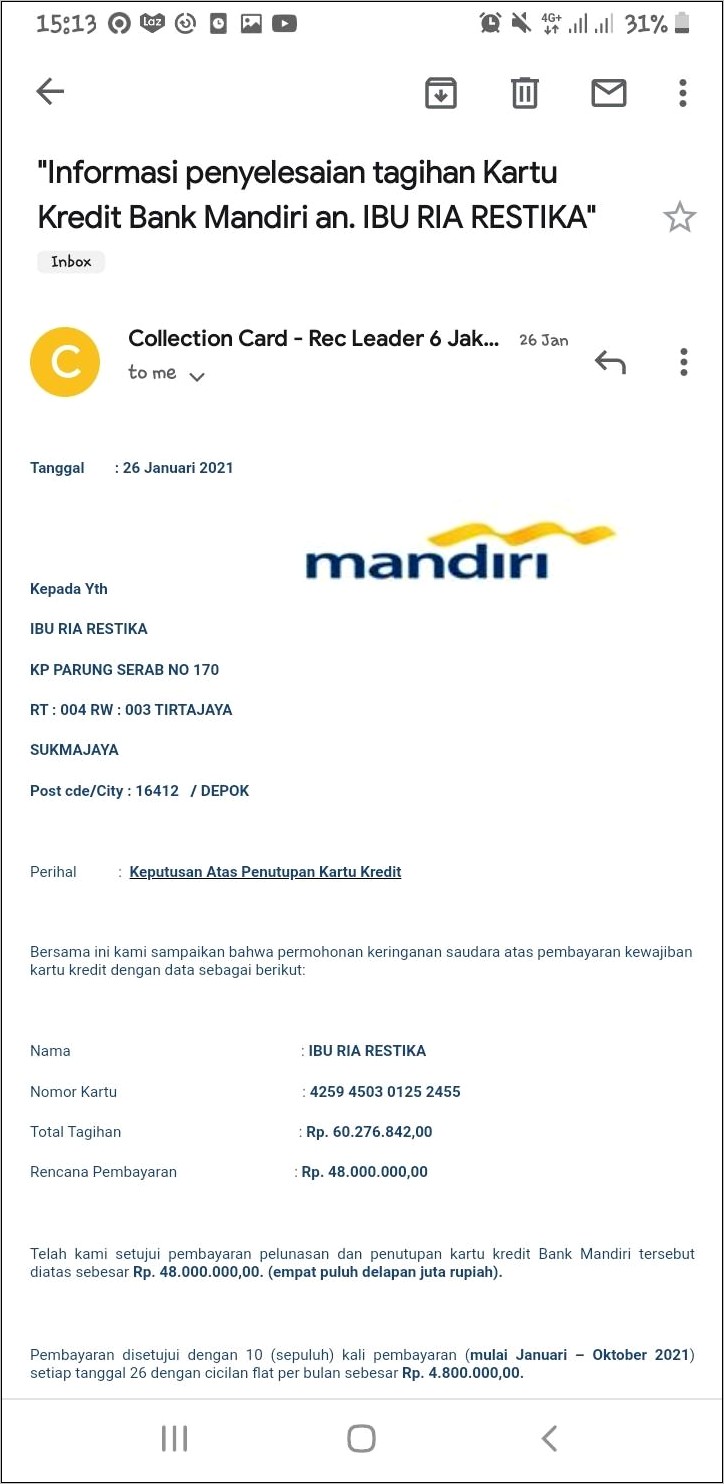 Contoh Surat Permohonan Pengajuan Pelunasan Kredit Doc