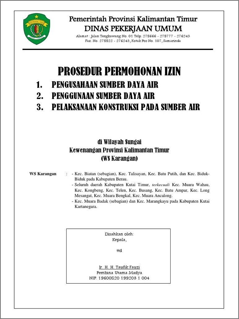 Contoh Surat Permohonan Pengajuan Uji Tipe Meteran Air Pdf