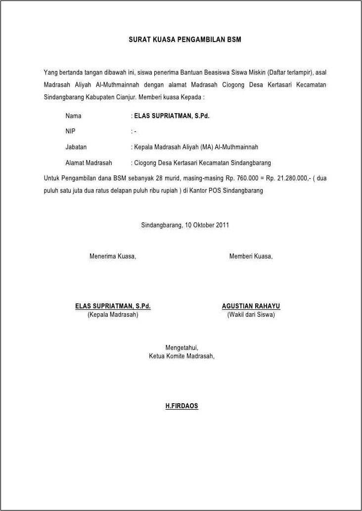 Contoh Surat Permohonan Pengaktifan Rekening Bank Mandiri