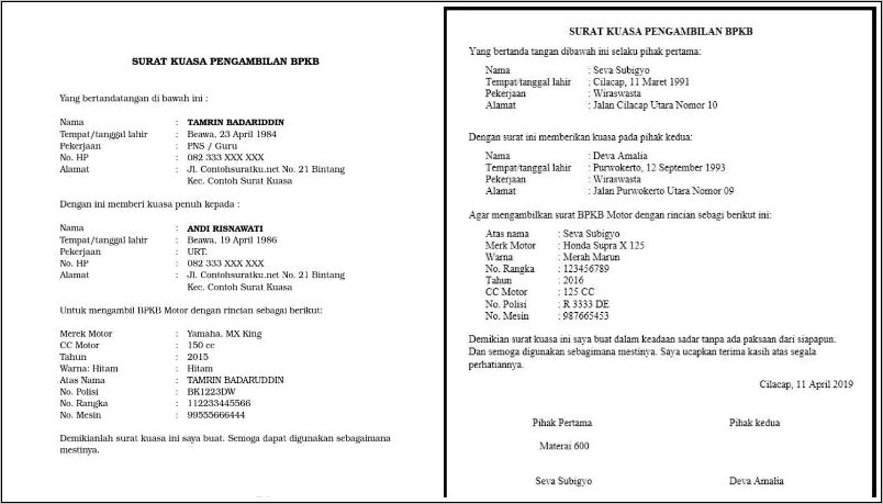 Contoh Surat Permohonan Pengambilan Bpkb Dari Leasing