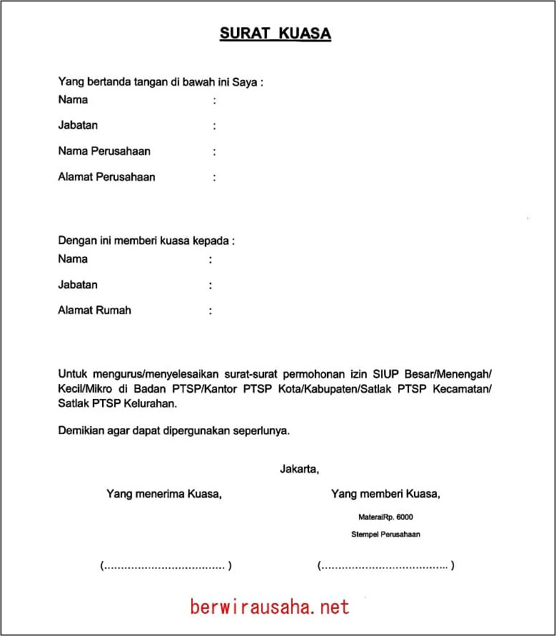 Contoh Surat Permohonan Perpanjangan Tdp