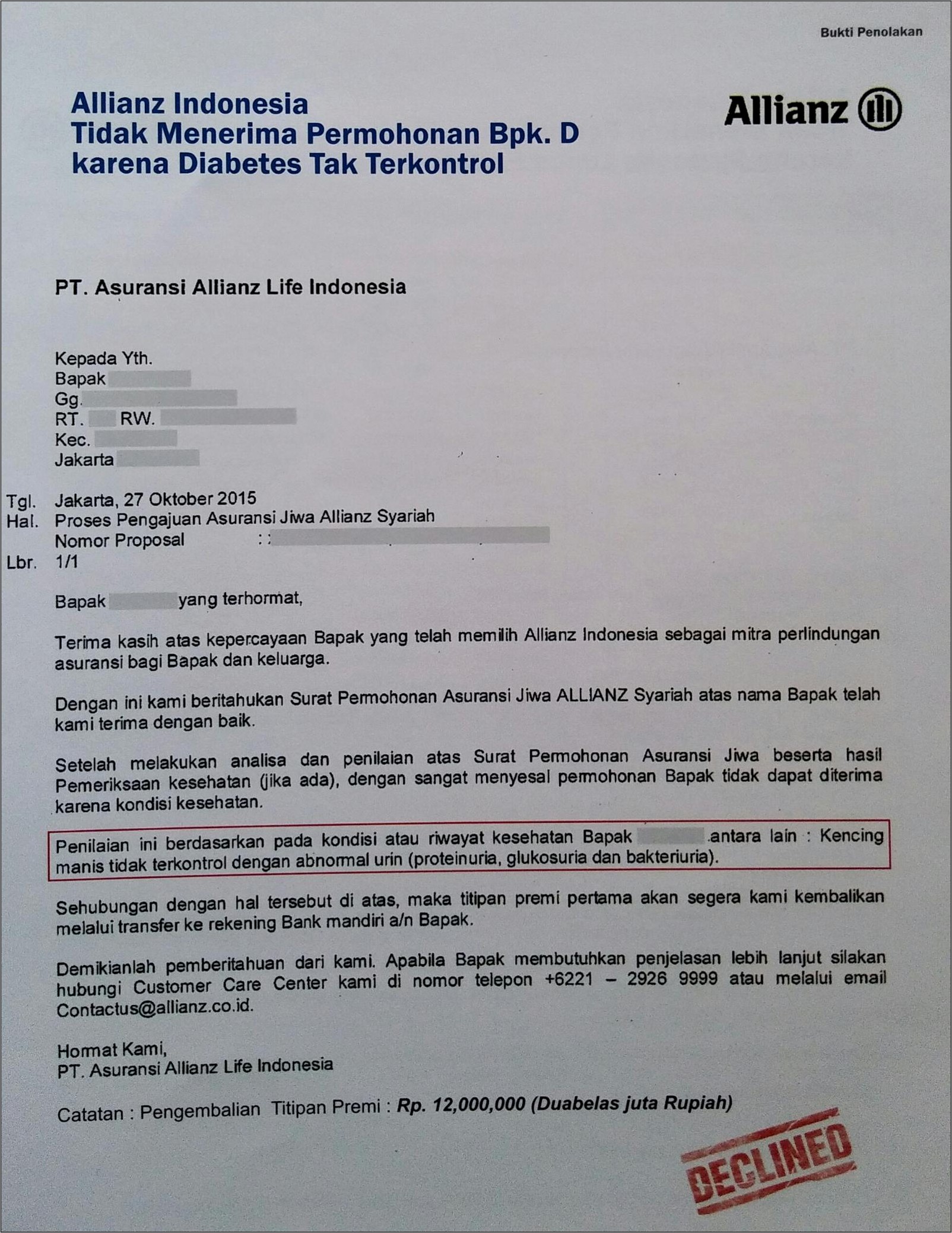 Contoh Surat Penutupan Air