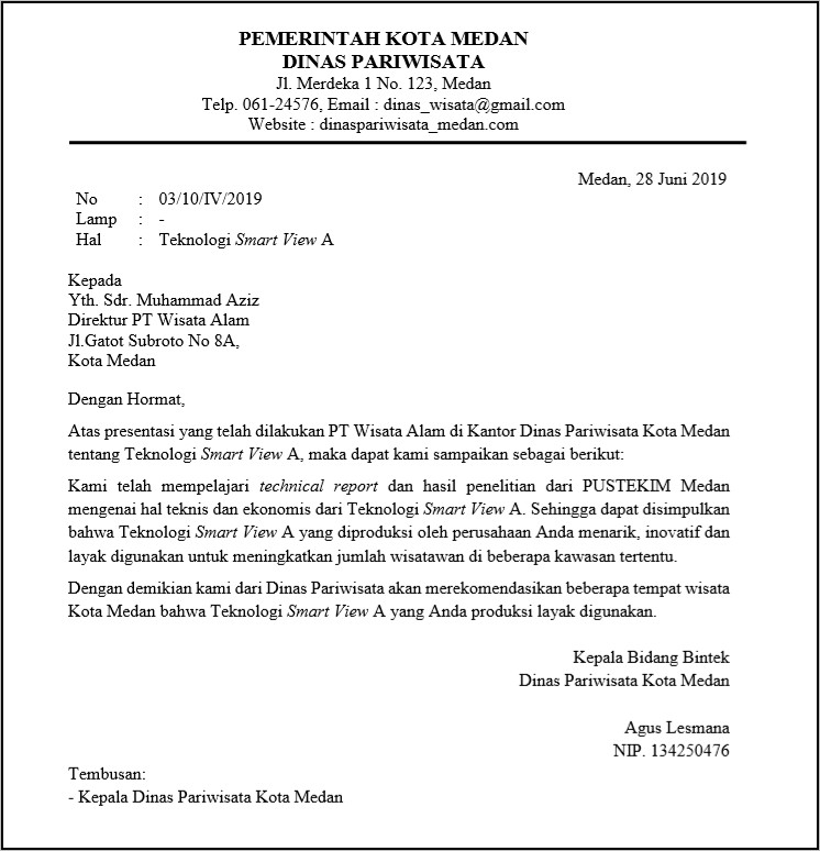 Contoh Surat Permohonan Resmi Perusahaan