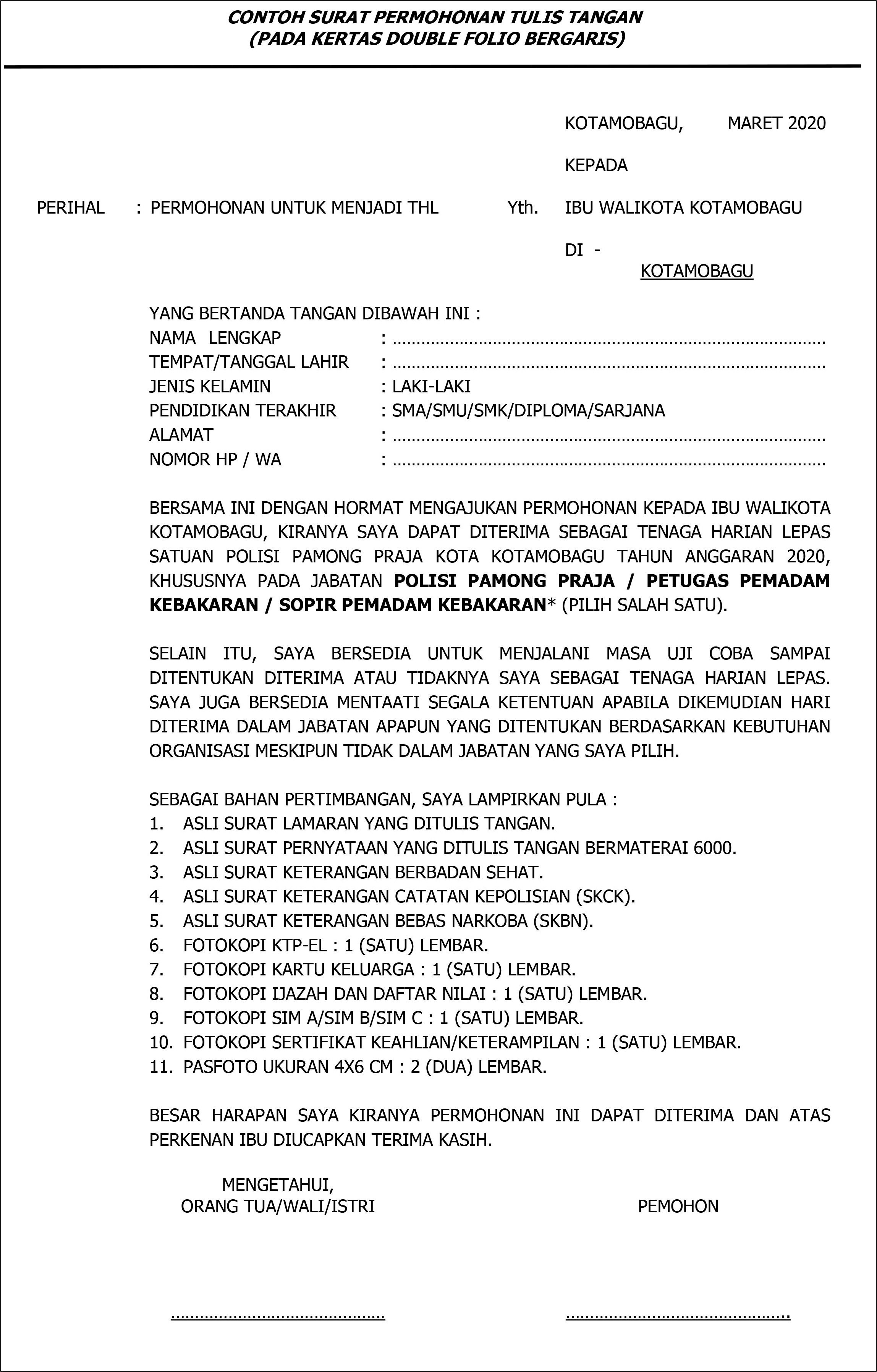 Contoh Surat Permohonan Satpol Pp