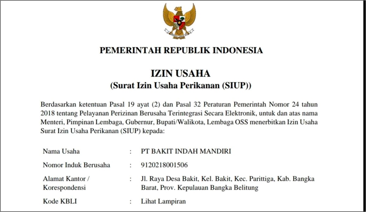 Contoh Surat Permohonan Siup Perikanan