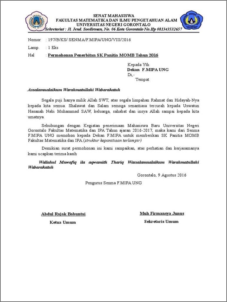 Contoh Surat Permohonan Sk