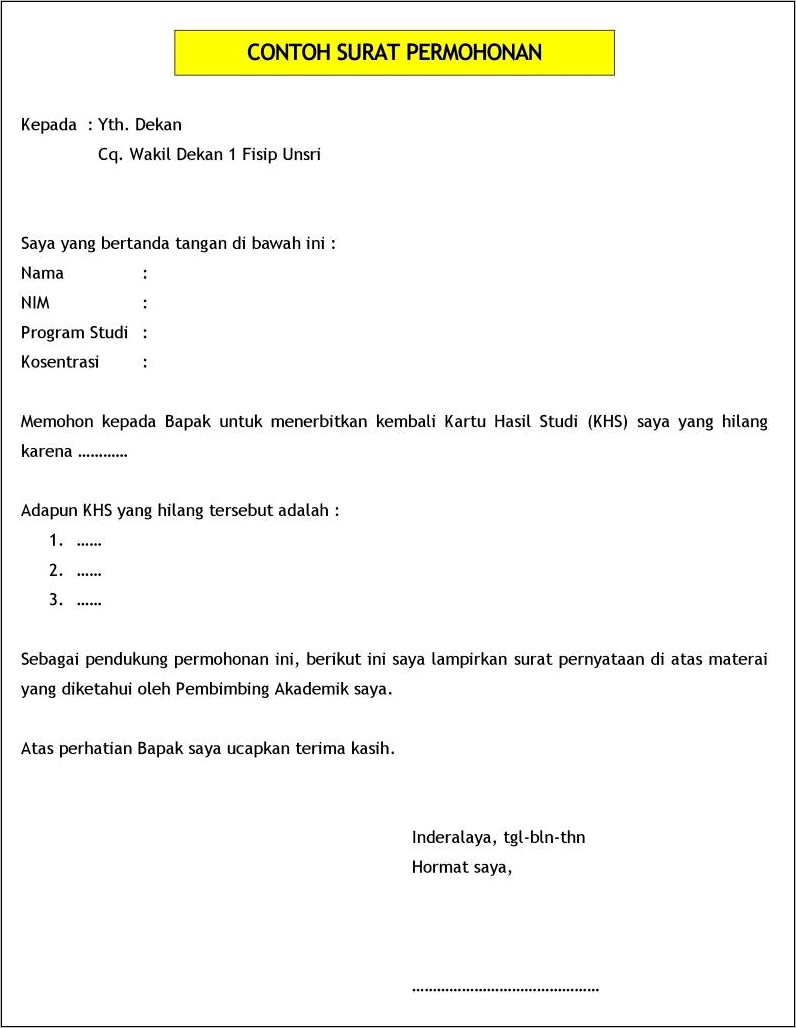 Contoh Surat Permohonan Survey Surat Permohonan Desain Contoh Surat