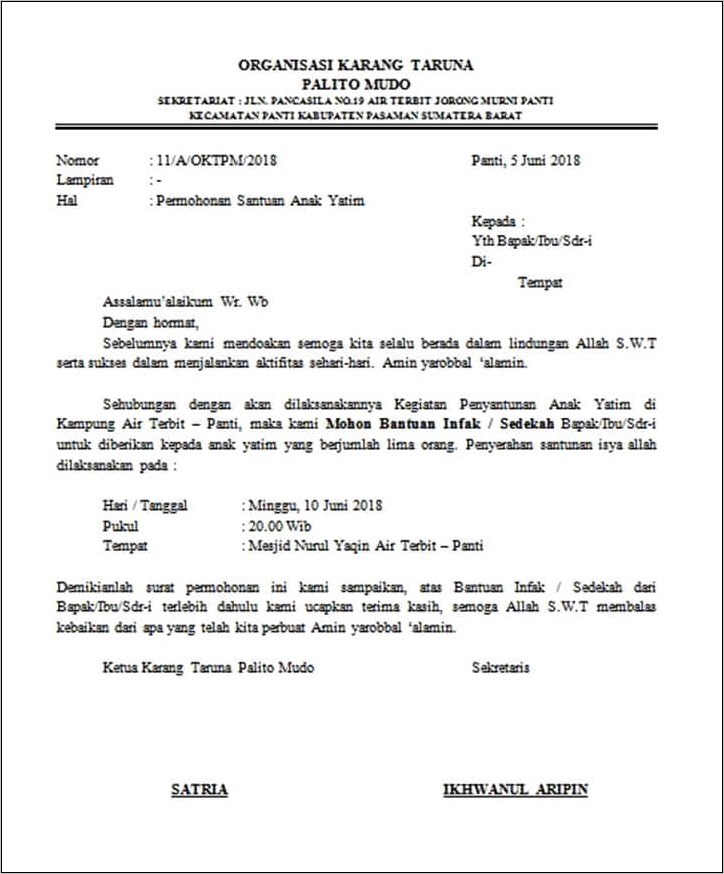 Contoh Surat Permohonan Tempat Kegiatan