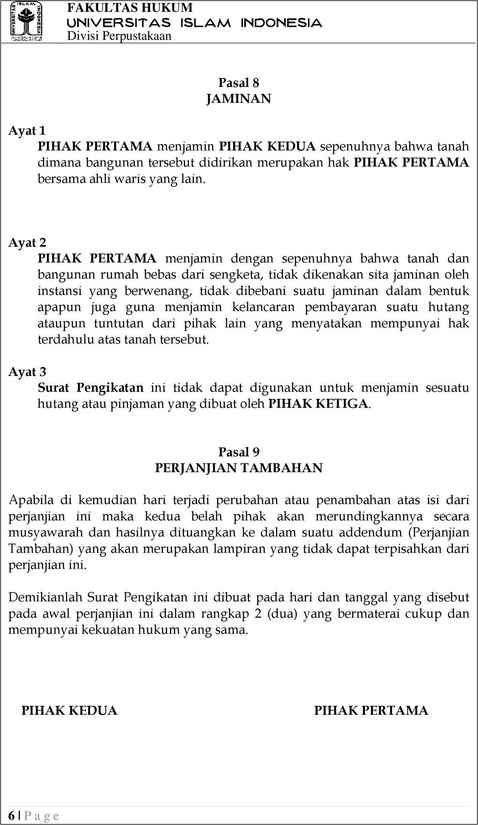 Contoh Surat Pernyataan Addendum