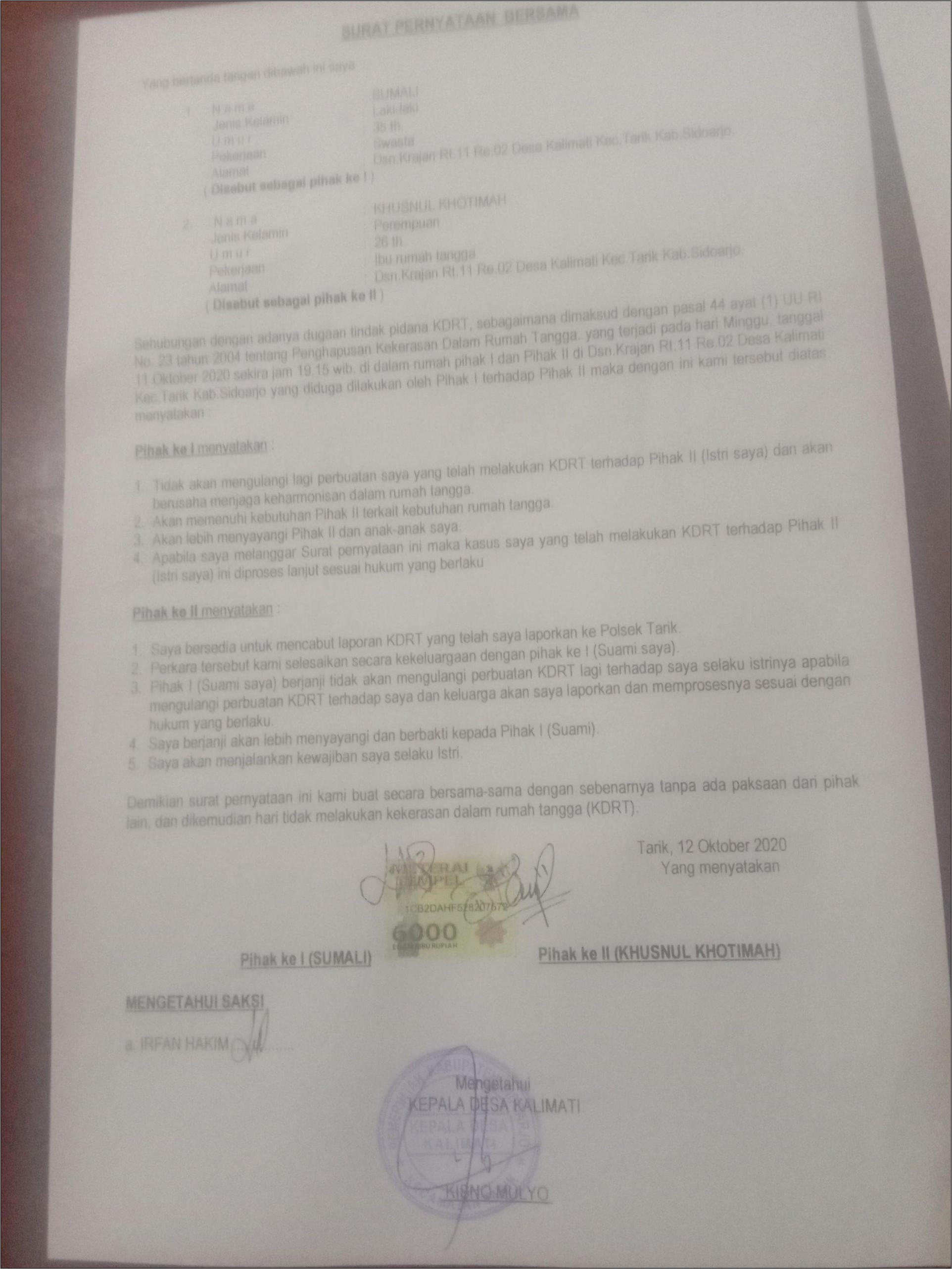 Contoh Surat Pernyataan Akan Menyelesaikan Rekonsiliasi