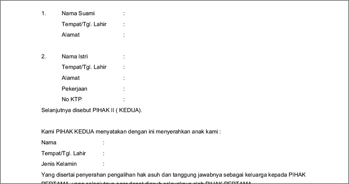 Contoh Surat Pernyataan Ambil Alih