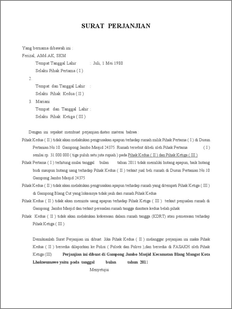 Contoh Surat Pernyataan Ancaman Kekerasan