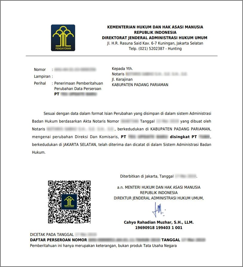 Contoh Surat Pernyataan Anggaran Dasar