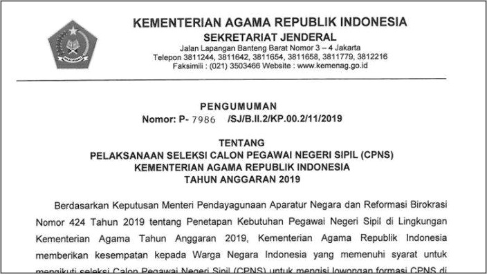 Contoh Surat Pernyataan Bebas Narkoba Kementerian Agama Republik Indonesia