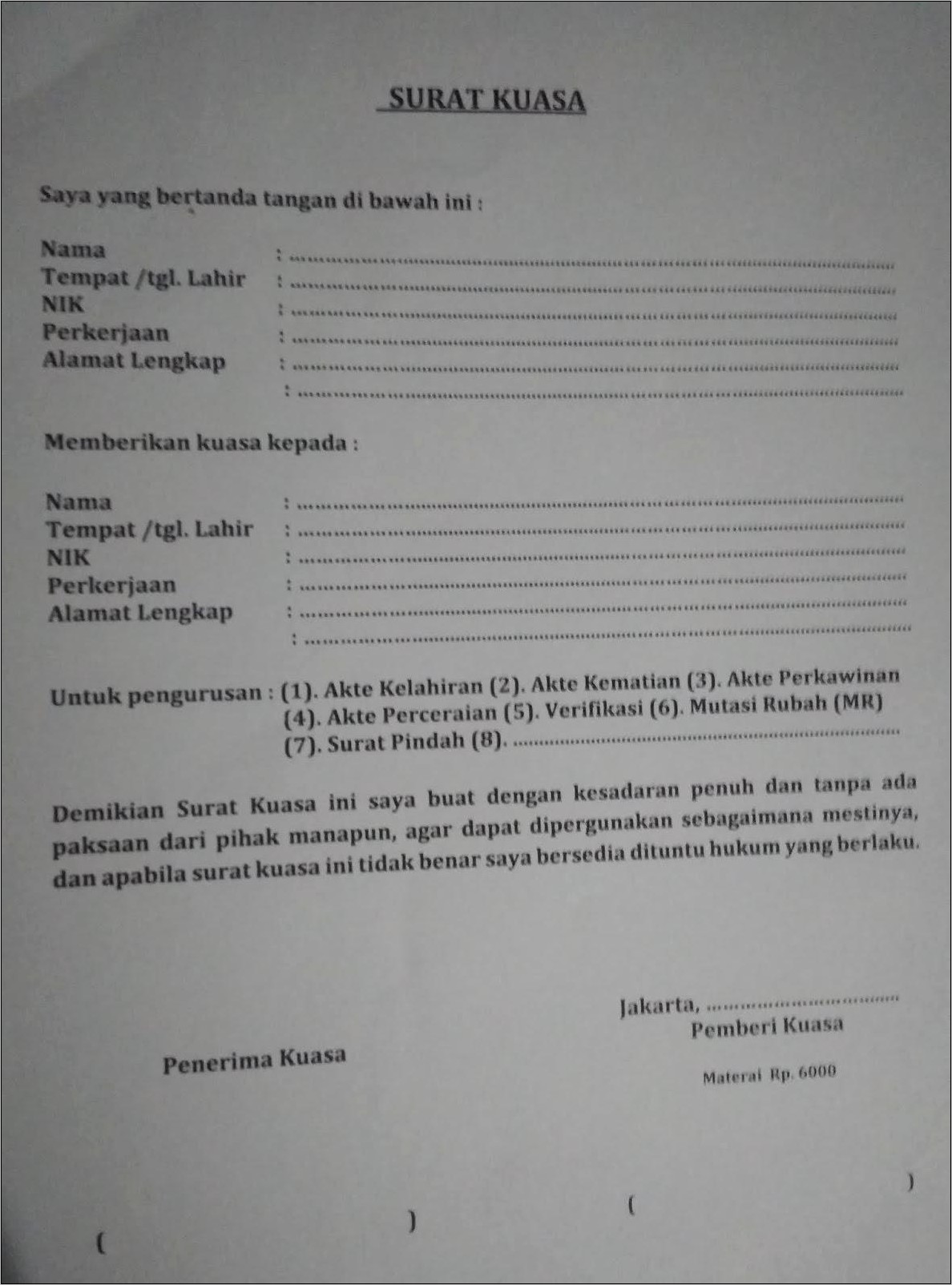 Contoh Surat Pernyataan Belum Memiliki Akta Kematian