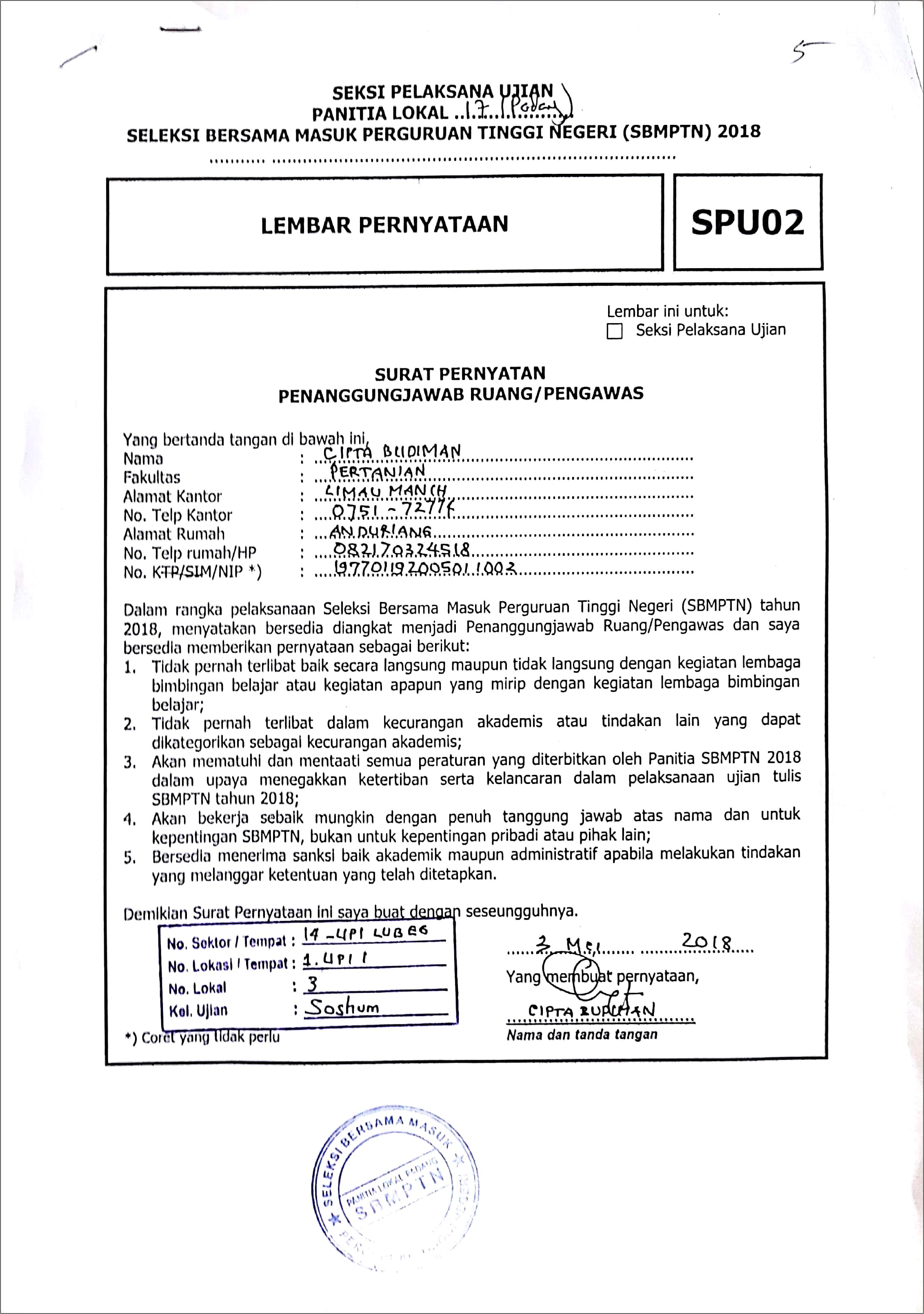 Contoh Surat Pernyataan Belum Menyelesaikan Laporan Bantuan Rps