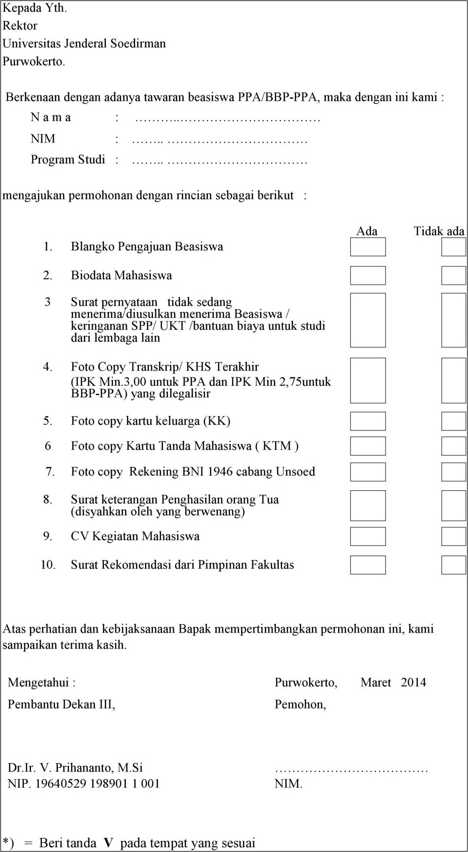 Contoh Surat Pernyataan Belum Pernah Menerima Bantuan Untuk Beasiswa Ppa