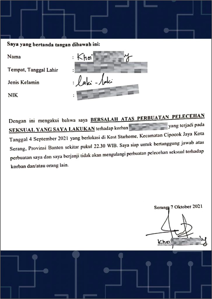 Contoh Surat Pernyataan Bersalah Dan Tidak Akan Mengulangi Lagi