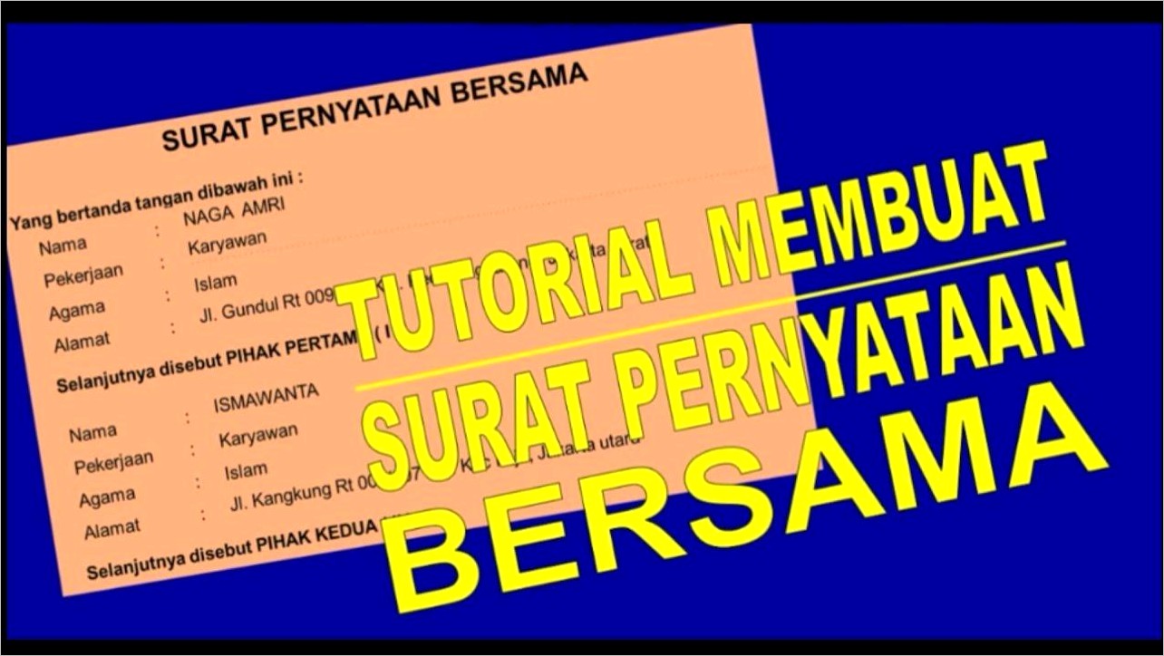 Contoh Surat Pernyataan Bersama