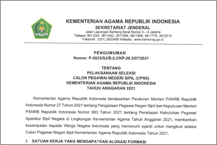 Contoh Surat Pernyataan Bersedia Di Tempatkan Untuk Cpns Kemenag