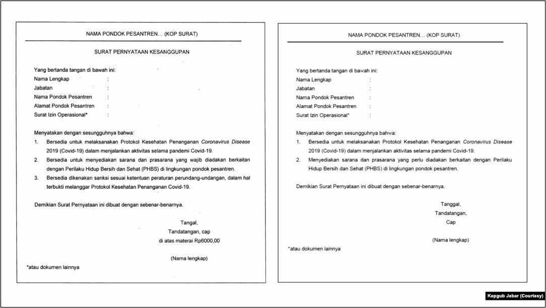 Contoh Surat Pernyataan Bersedia Menyediakan Kantor