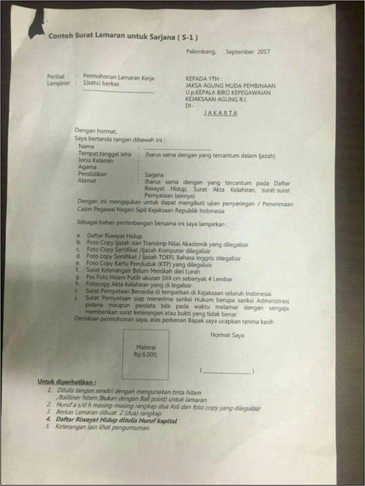 Contoh Surat Pernyataan Bersedia Tidak Merangkap Jabatan Negeri