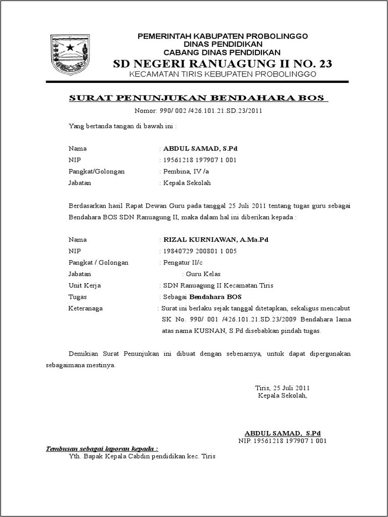 Contoh Surat Pernyataan Bos 2019