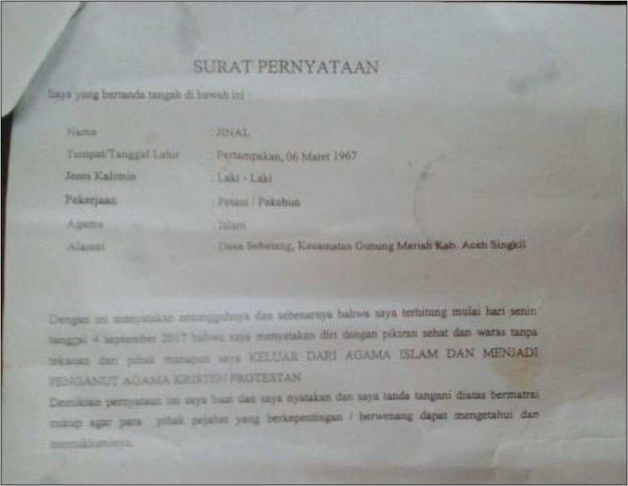 Contoh Surat Pernyataan Calon Kepala Desa Dengan Warga