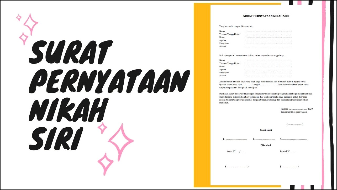 Contoh Surat Pernyataan Cerai Secara Siri
