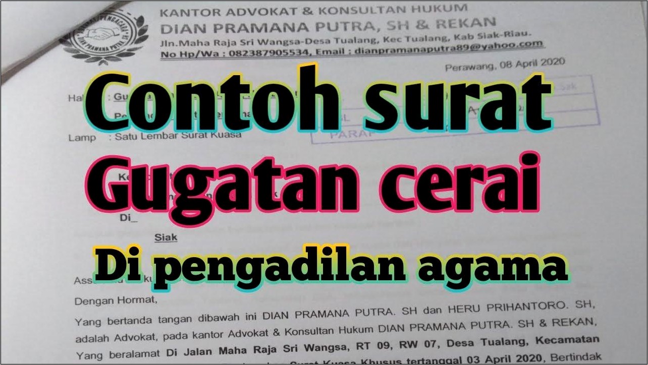 Contoh Surat Pernyataan Cerai Tulis Tangan