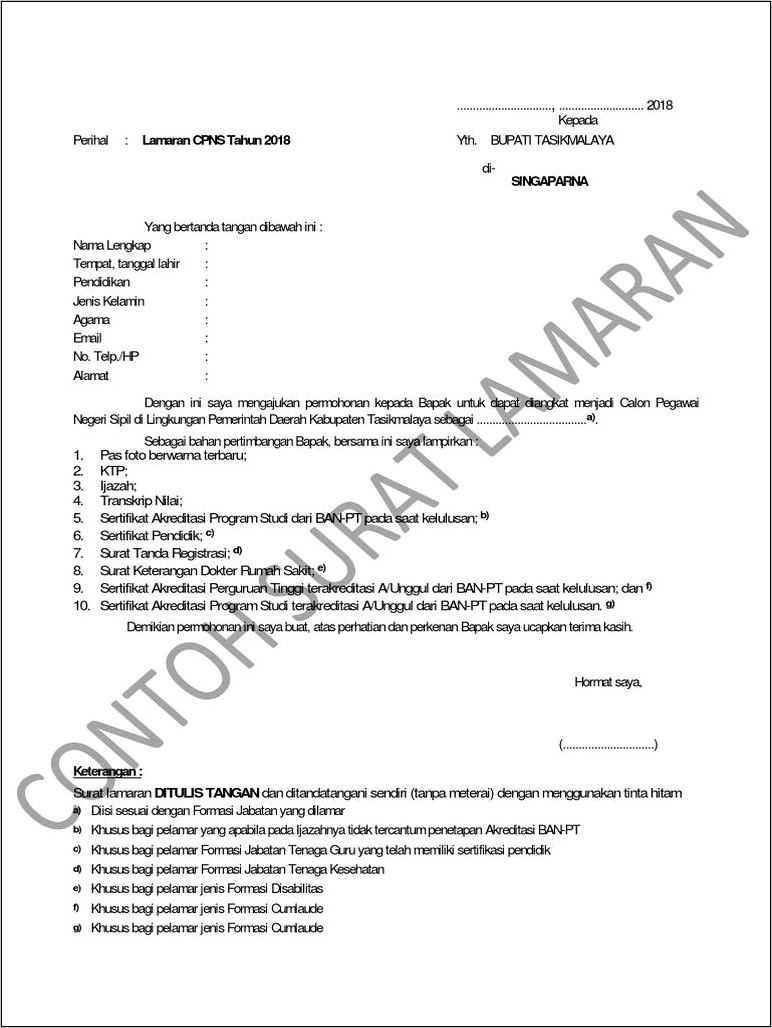 Contoh Surat Pernyataan Cpns Guru 2018 Pdf