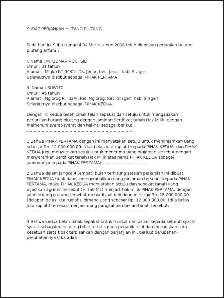 Contoh Surat Pernyataan Dari Orang Yang Namanya Dicantumkan Di Sertifikat