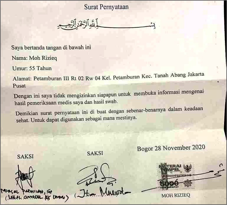 Contoh Surat Pernyataan Dari Pihak Keluarga Yg Menyatakan Tidak Keberatan