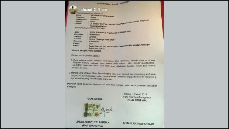 Contoh Surat Pernyataan Dari Polisi