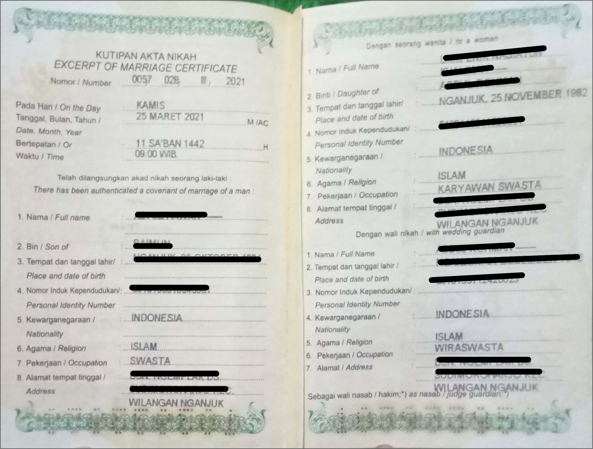 Contoh Surat Pernyataan Dari Wai Ke Hakim Untuk Nikah