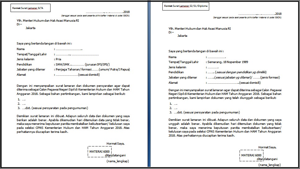 Contoh Surat Pernyataan Di Sscn 2018