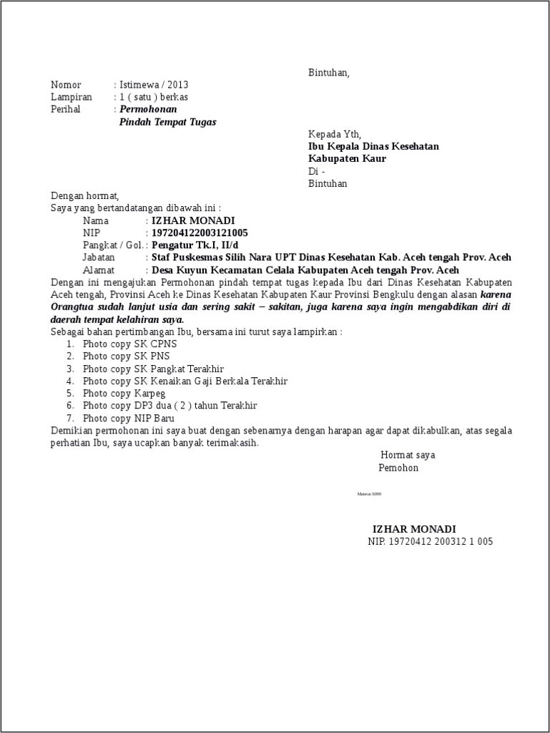 Contoh Surat Pernyataan Digantikan Jabatan