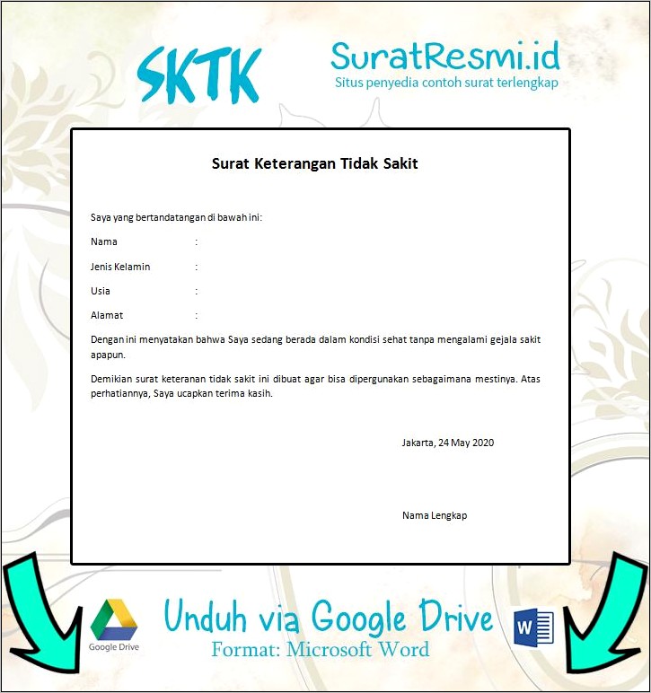 Contoh Surat Pernyataan Diri Sehat Jasmani Dan Rohani