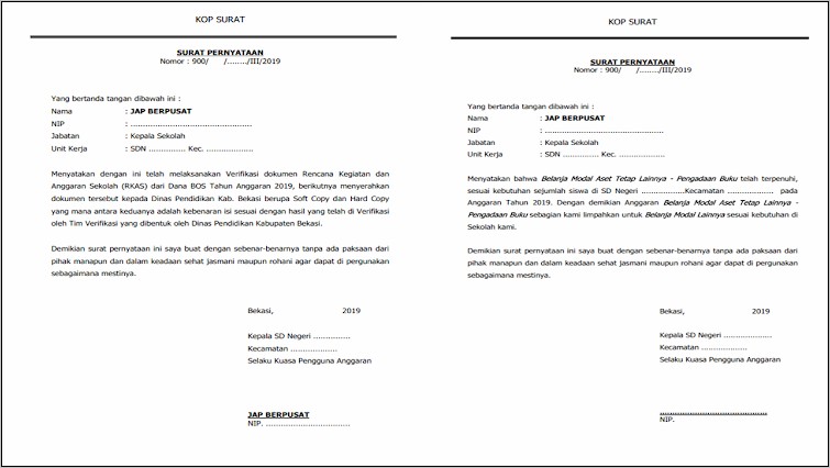 Contoh Surat Pernyataan Disetujui