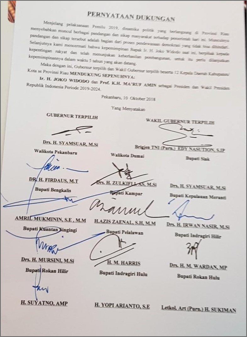 Contoh Surat Pernyataan Dukungan Pembangunan