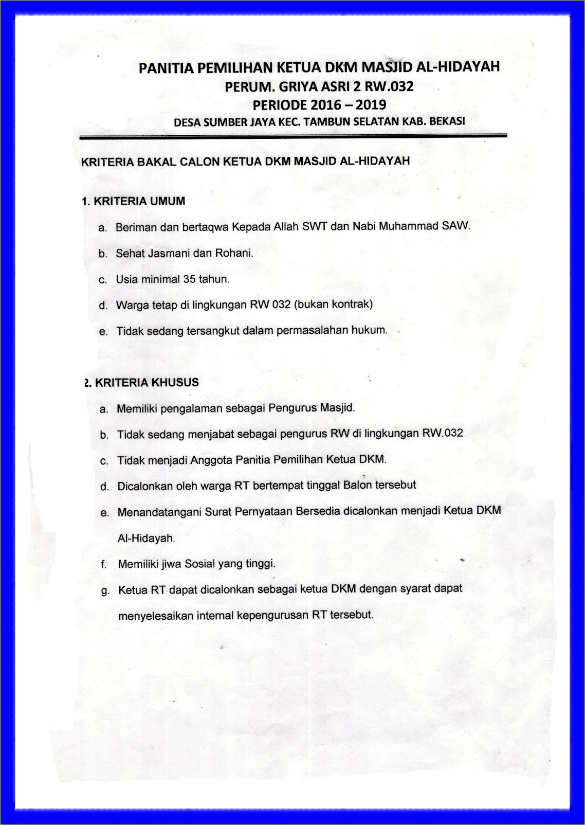 Contoh Surat Pernyataan Dukungan Pemilihan Rt Rw