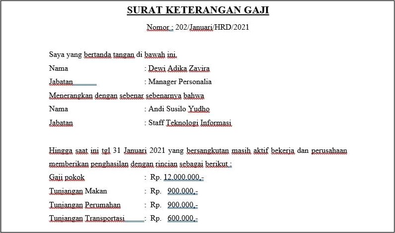 Contoh Surat Pernyataan Hasil Aplikasi