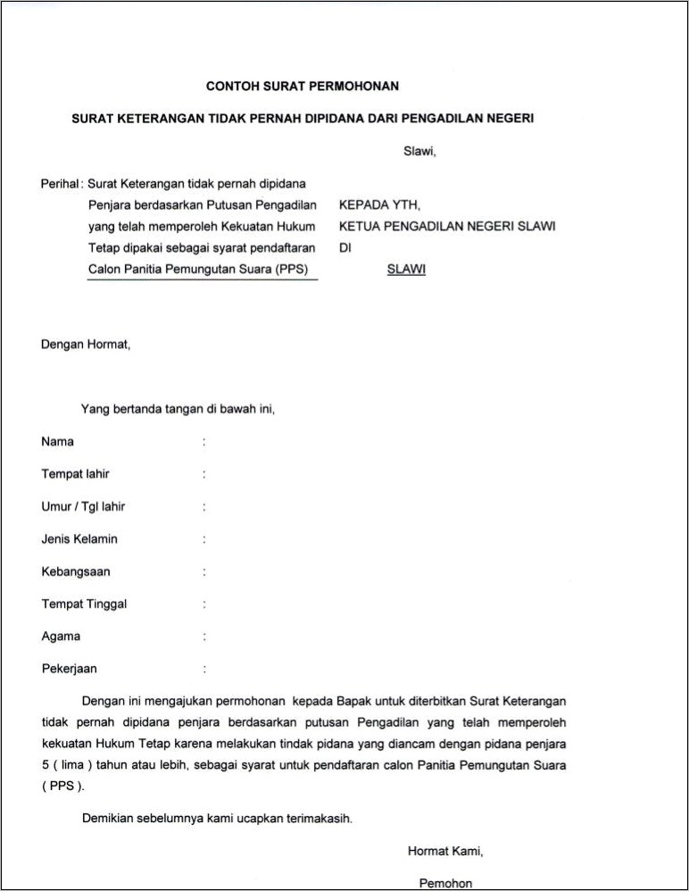 Contoh Surat Pernyataan Ibu Rumahtangga