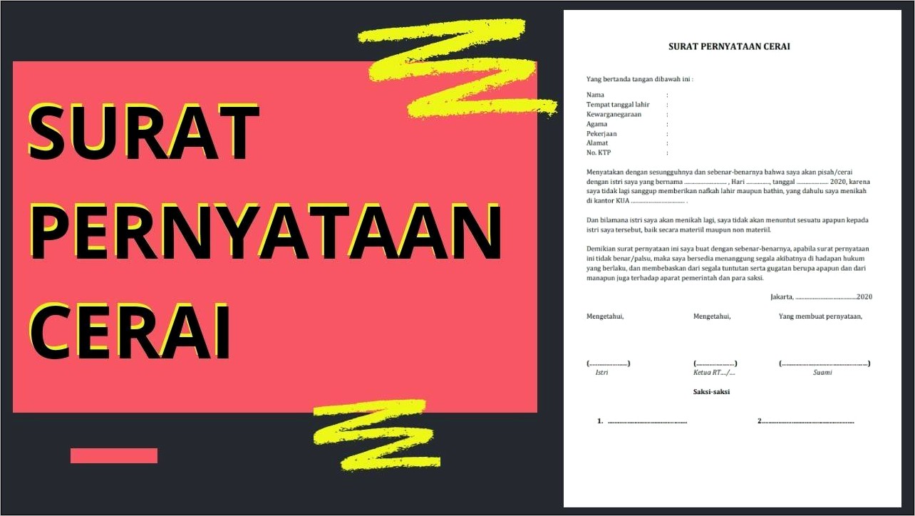 Contoh Surat Pernyataan Istri Sudah Menikah Lagi