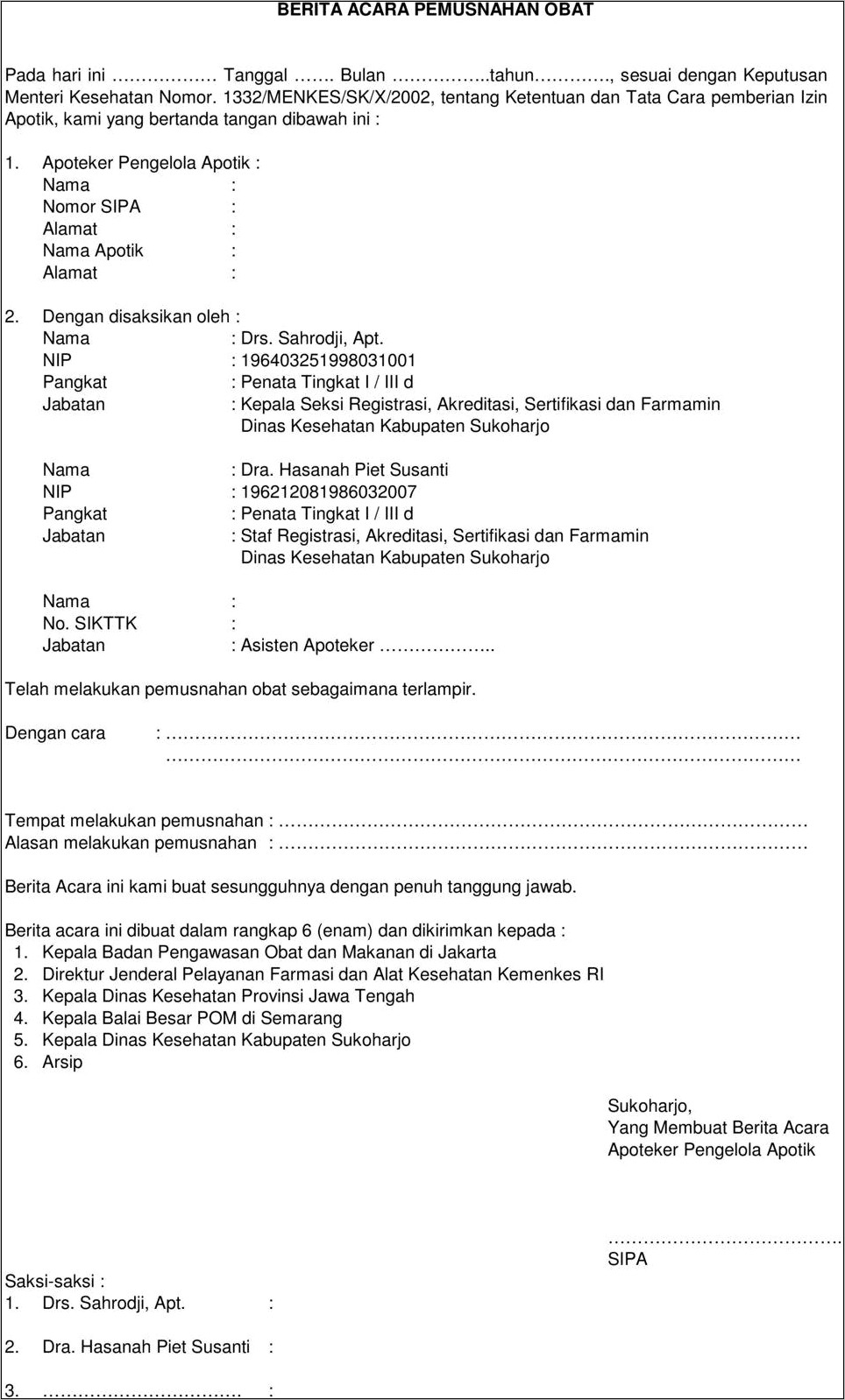 Contoh Surat Pernyataan Jam Buka Apotek